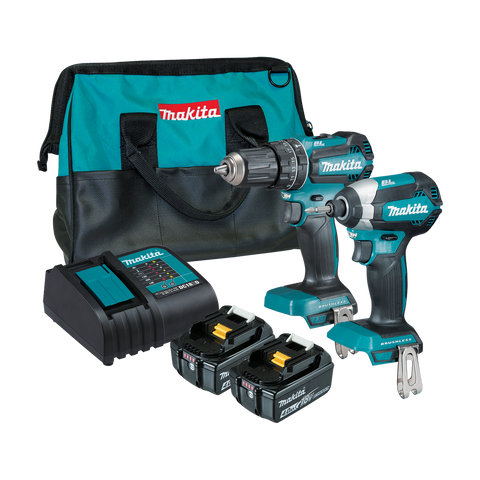 Makita 18V Brushless Combo Kit - 2 Piece - Plastic/Metal - Includes Batteries - SuperSaverAU - view 1