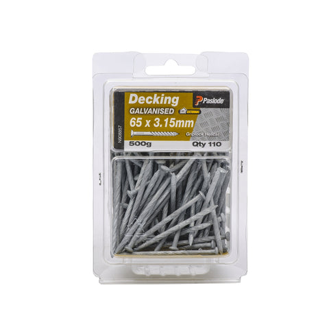 Paslode 65 x 3.15mm Griplock Galvanised Nails - 110 Pack, 500g, Decking