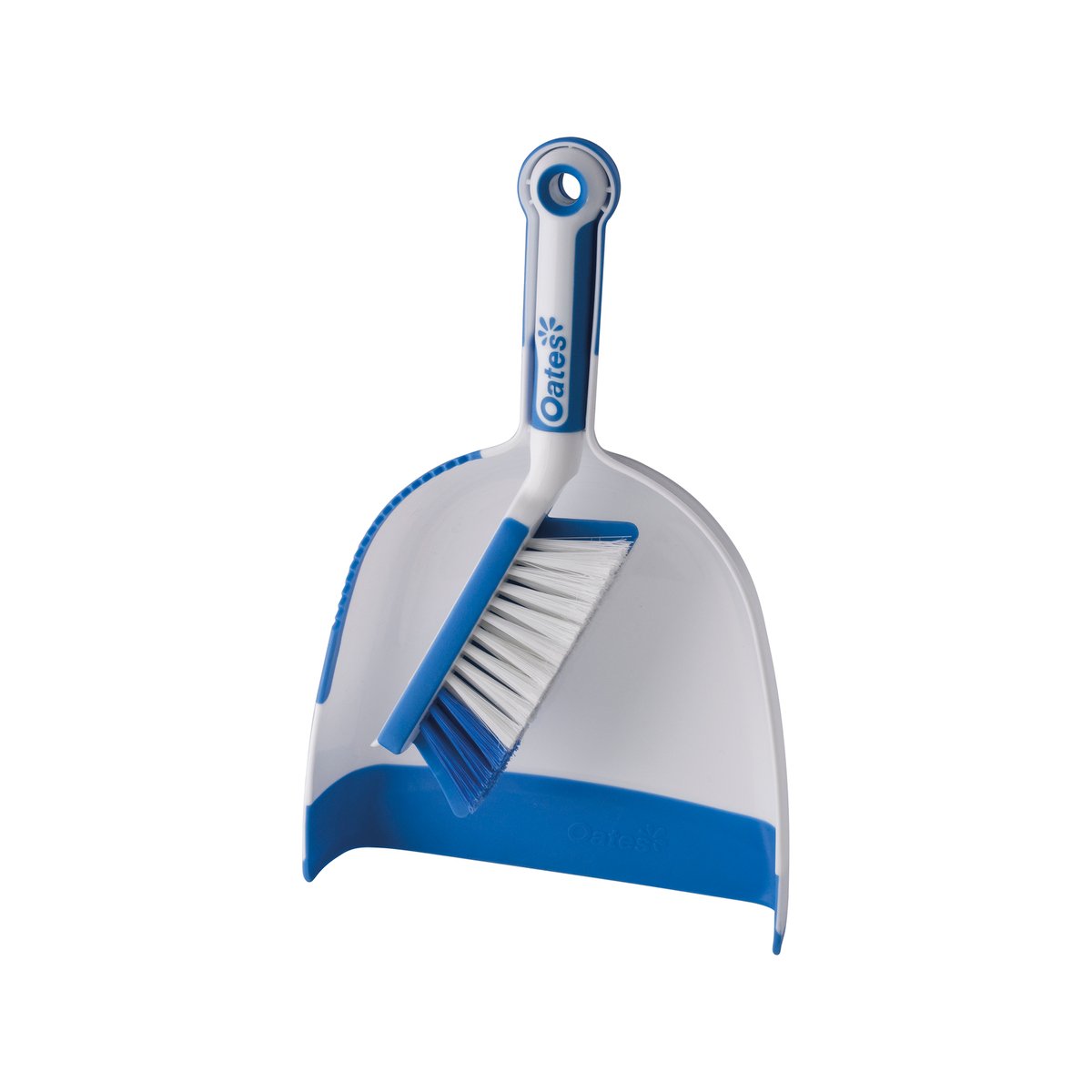 Oates Space Saver Freestanding Dustpan & Brush Set, 368mm, White & Blue