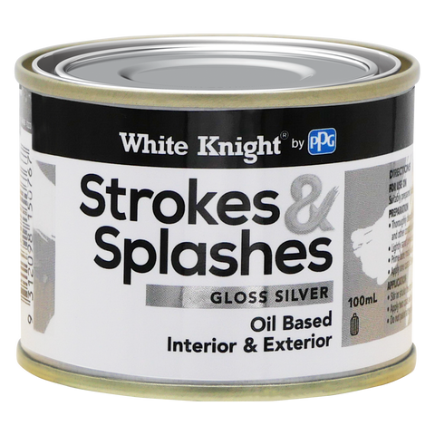 White Knight Silver Strokes and Splashes Paint 100ml