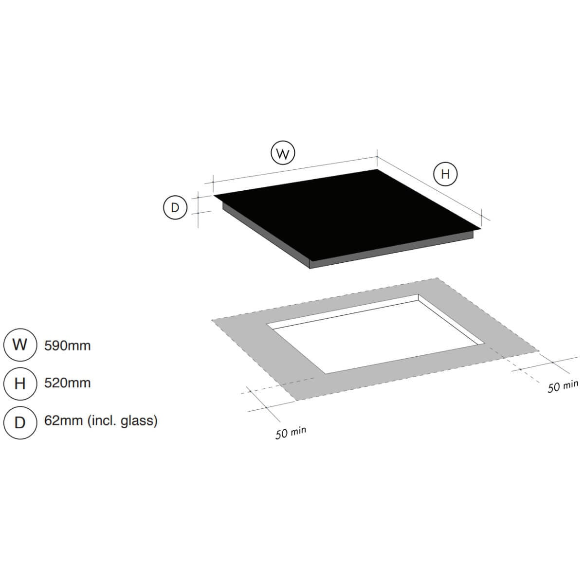 Artusi 60cm White 4 Zone Induction Cooktop - Schott Ceramic Glass, Boost, 99 Minute Timer - CAID6000W