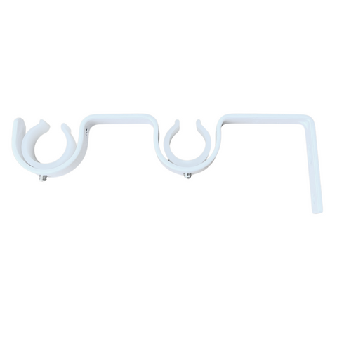 Pillar Products 16/25mm White Powdercoated Steel Double Universal Curtain Rod Bracket, 1 Pair
