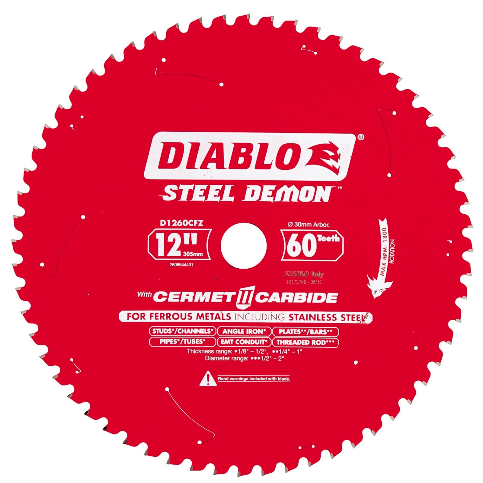 Diablo 305mm 60T Steel Demon Circular Saw Blade for Ferrous Metals - 30mm Arbor