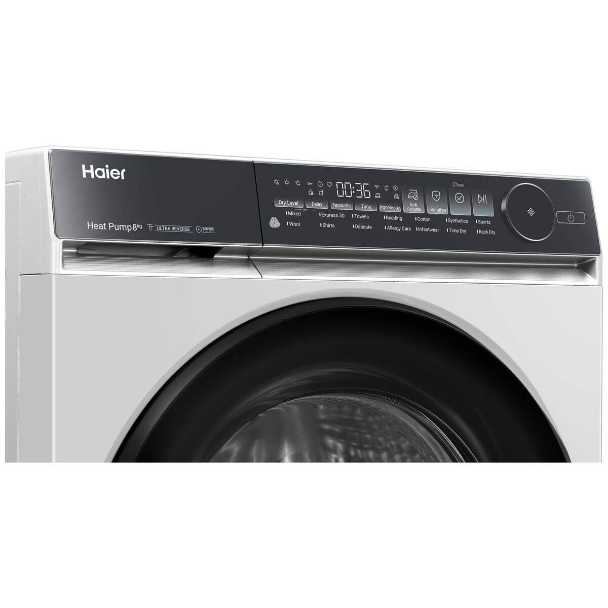 Haier 8kg Heat Pump Dryer - White, 8 Star Energy Rating, Fewer Tangles - HDHPS80NW1