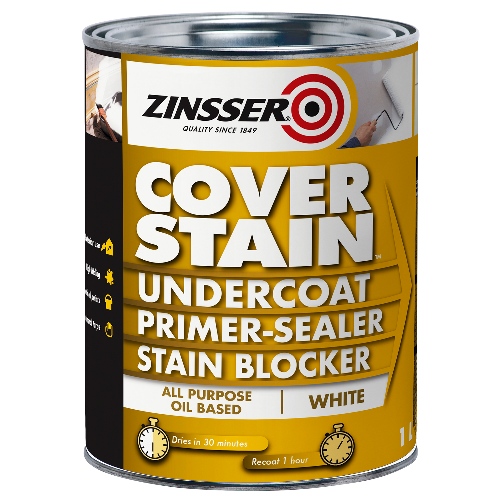 Zinsser CoverStain Primer Sealer Stain Blocker 1L White Oil-Based Tintable