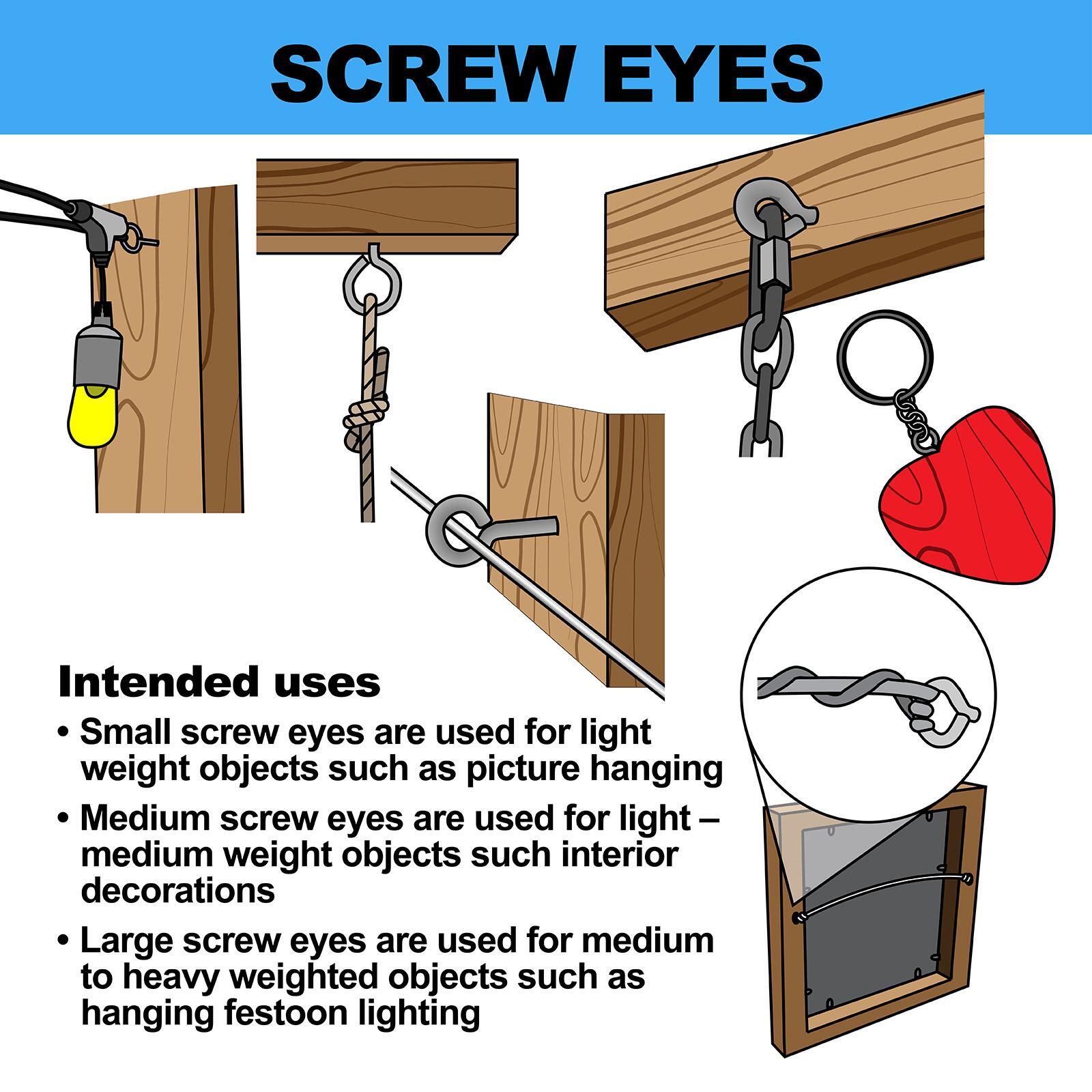 Everhang 4mm Zinc Plated Steel Screw Eyes 25 Pack