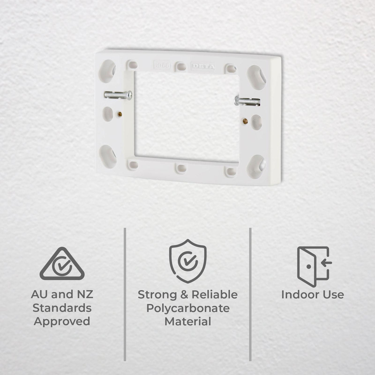 DETA Shallow Mounting Block 14mm Deep White Polycarbonate 5 Pack