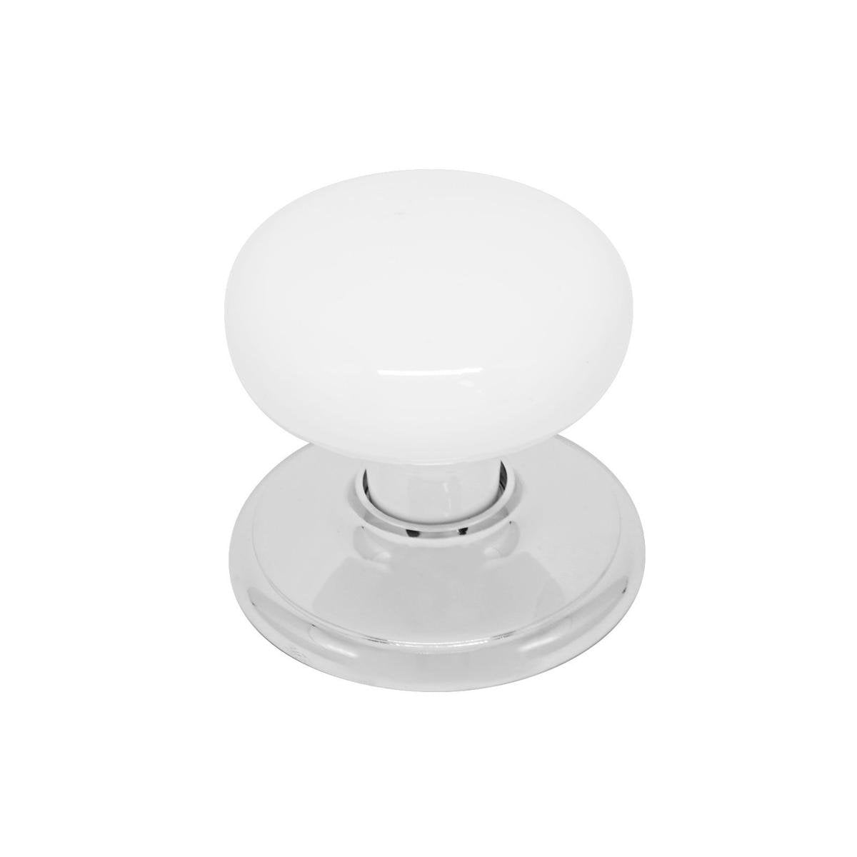 Ikonic White Heritage Door Knob with Chrome Rosette - 60mm, Suits 35-45mm Doors