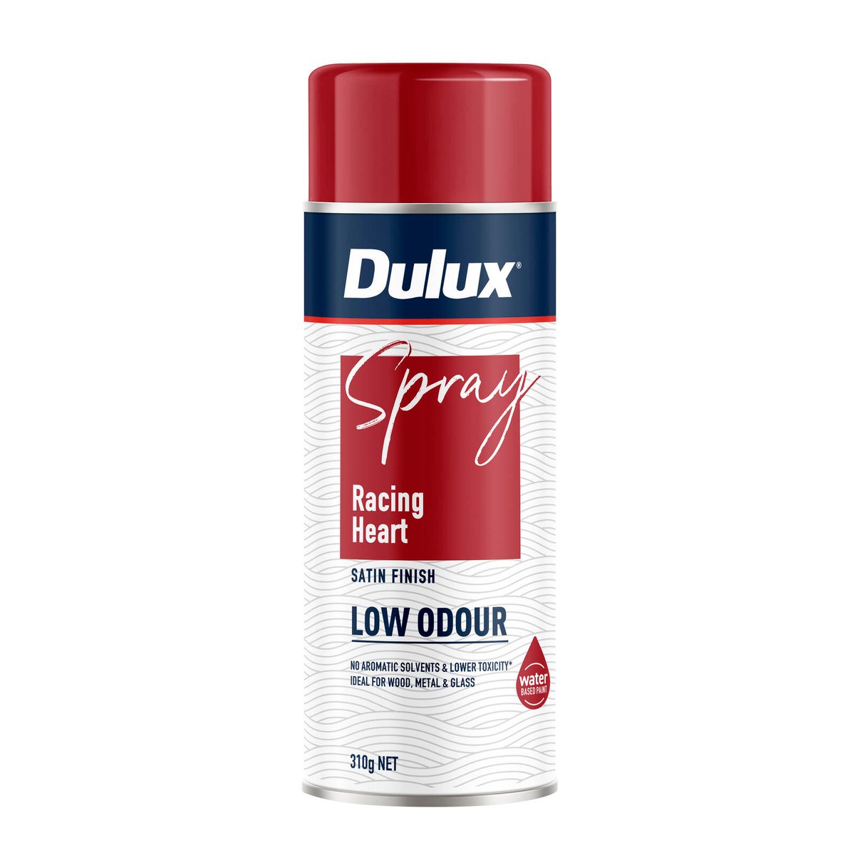 Dulux 310g Racing Heart Satin Low Odour Spray Paint, Fast Recoat
