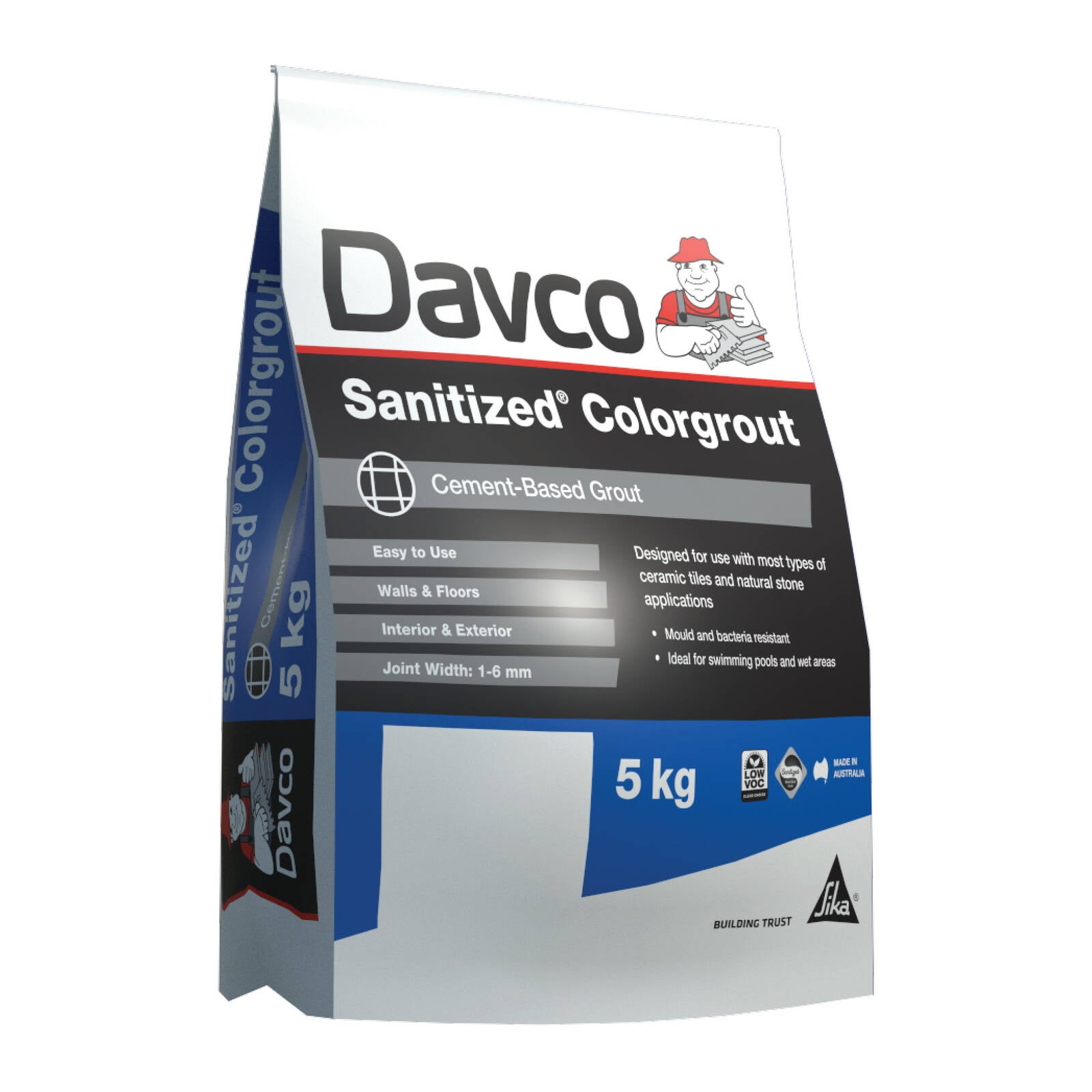 Davco Sanitized Colourgrout #03 Gunmetal Grey 5kg Cement-Based Wet Area Grout