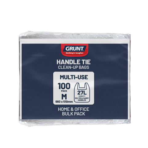 Grunt 27L White Kitchen Tie Top Rubbish Bags 100 Pack