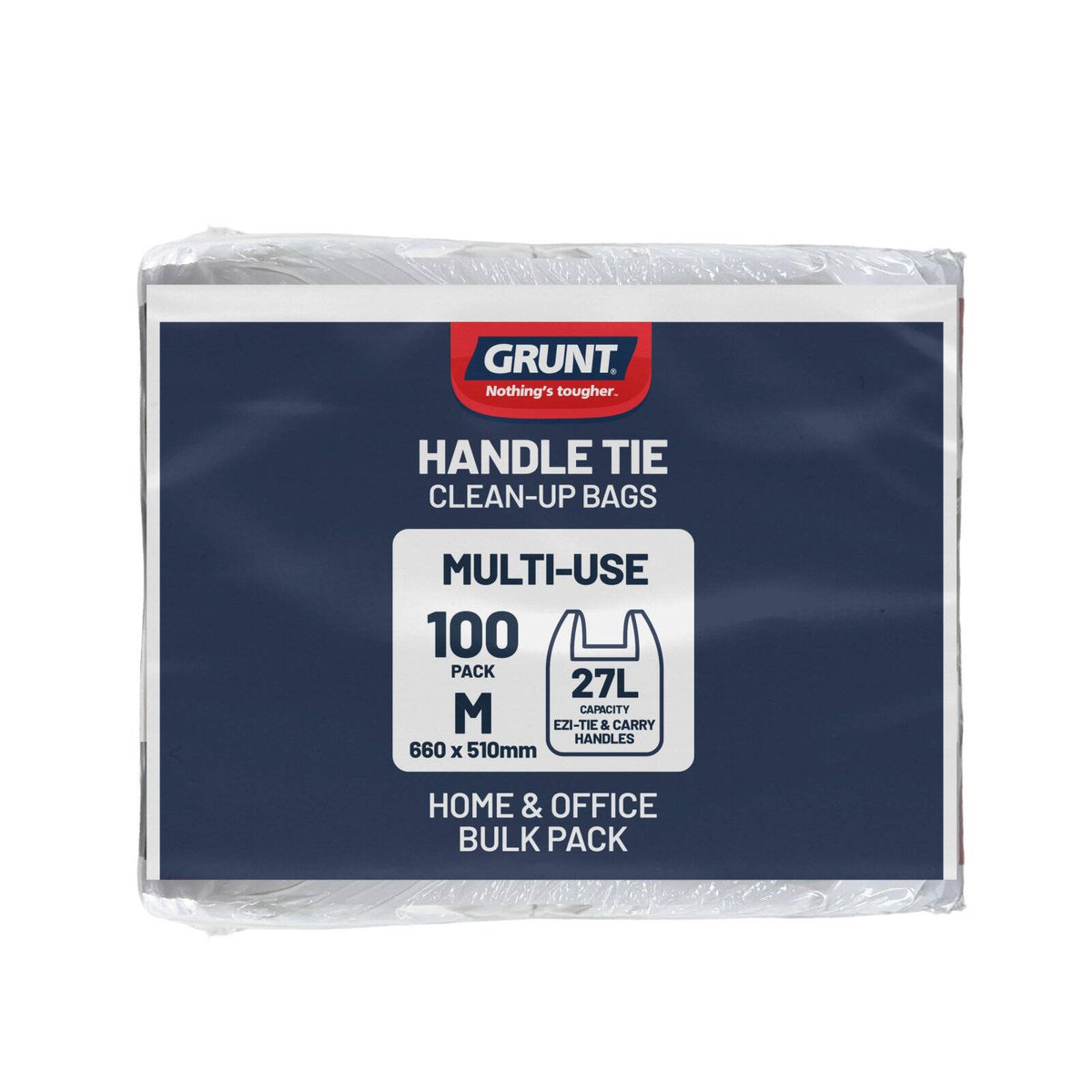 Grunt 27L White Kitchen Tie Top Rubbish Bags 100 Pack