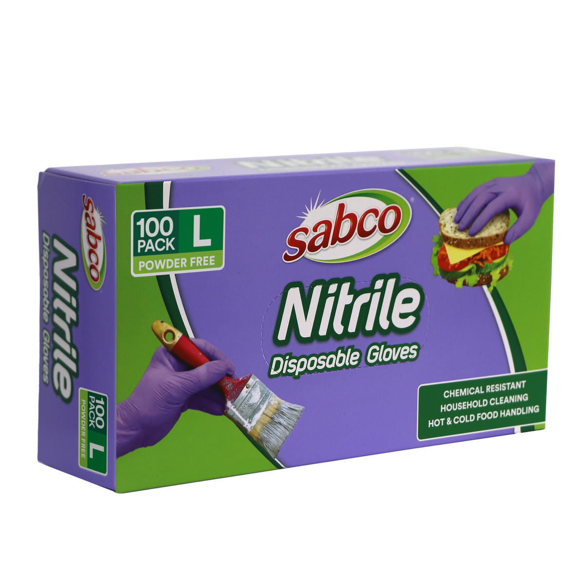Sabco Nitrile Gloves - Large - 100 Pack - Purple - Puncture Resistant - SuperSaverAU - view 3