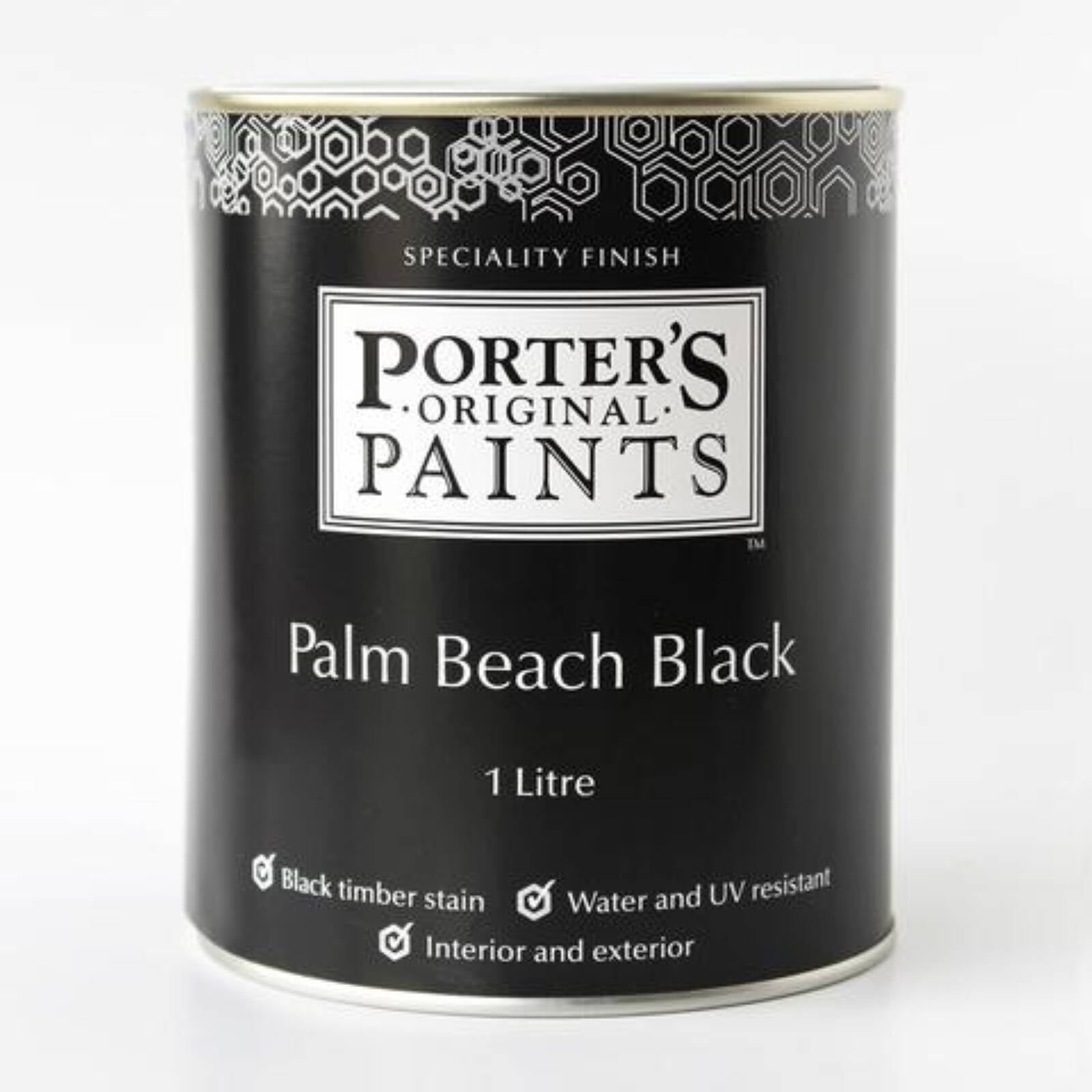 Porter's Paints 1L Palm Beach Black Timber Stain, Matte, UV Resistant, Indoor & Outdoor