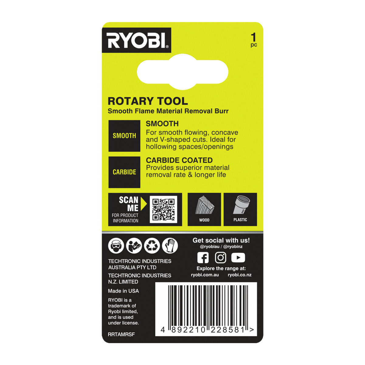 Ryobi Smooth Flame Material Removal Burr for Rotary Tools