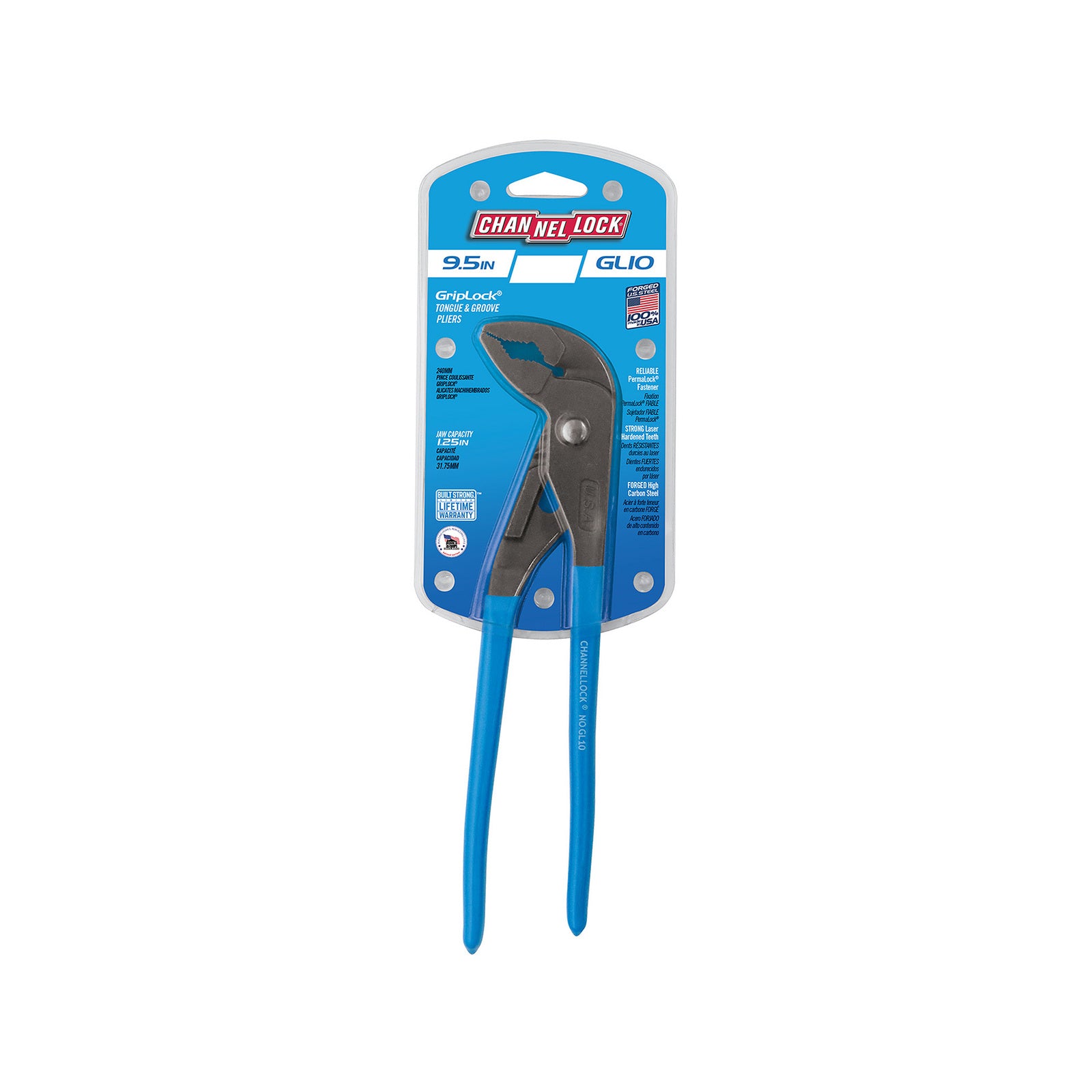 Channellock 250mm Multigrip Pliers - Steel, Offset Jaws, Blue