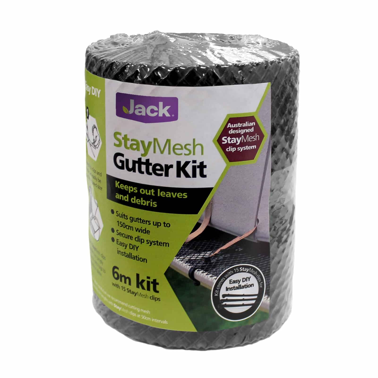 Jack StayMesh Black Plastic Gutterguard Mesh with Clips 160mm x 6m