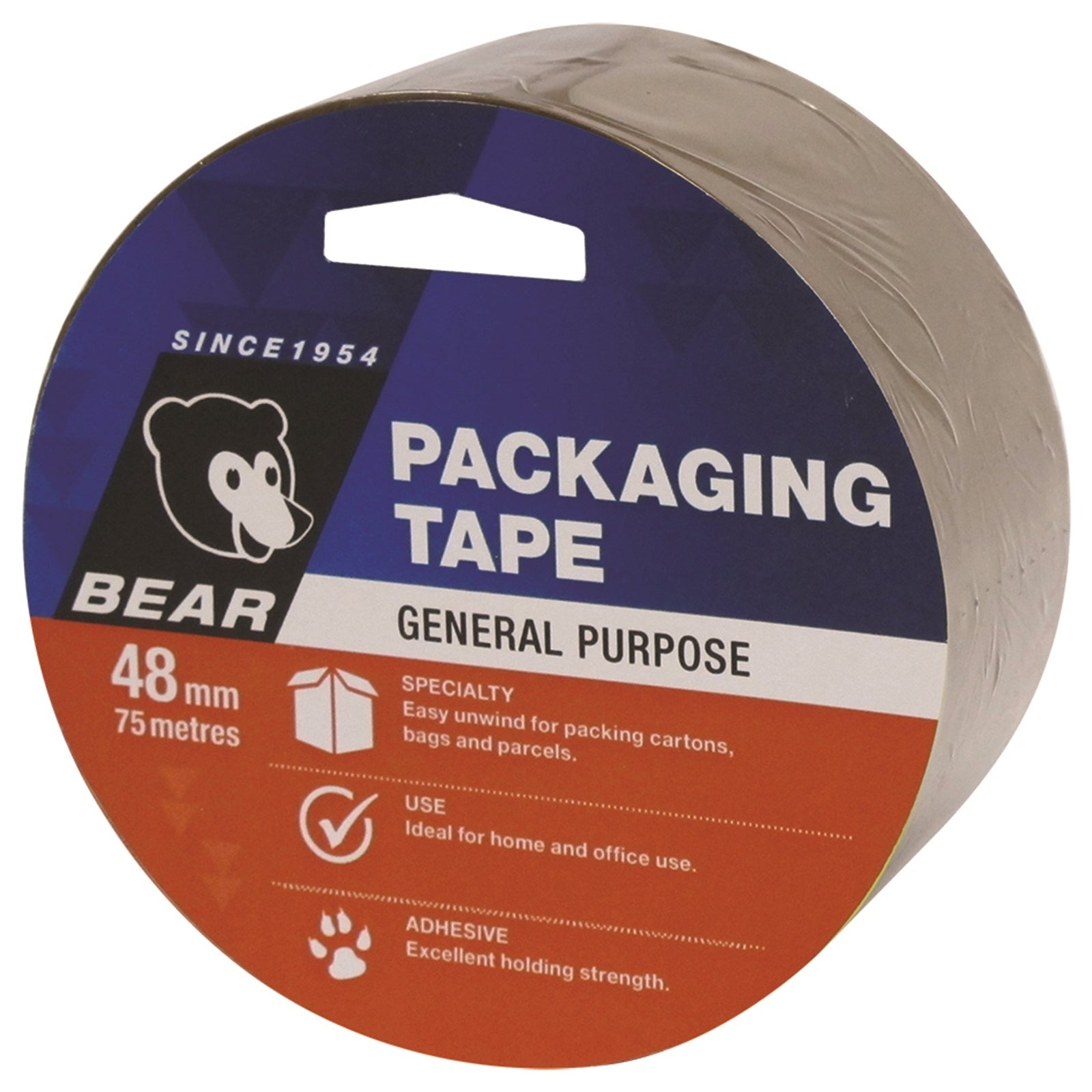 Bear Brown Packaging Tape 48mm x 75m Polypropylene General Purpose Carton Tape