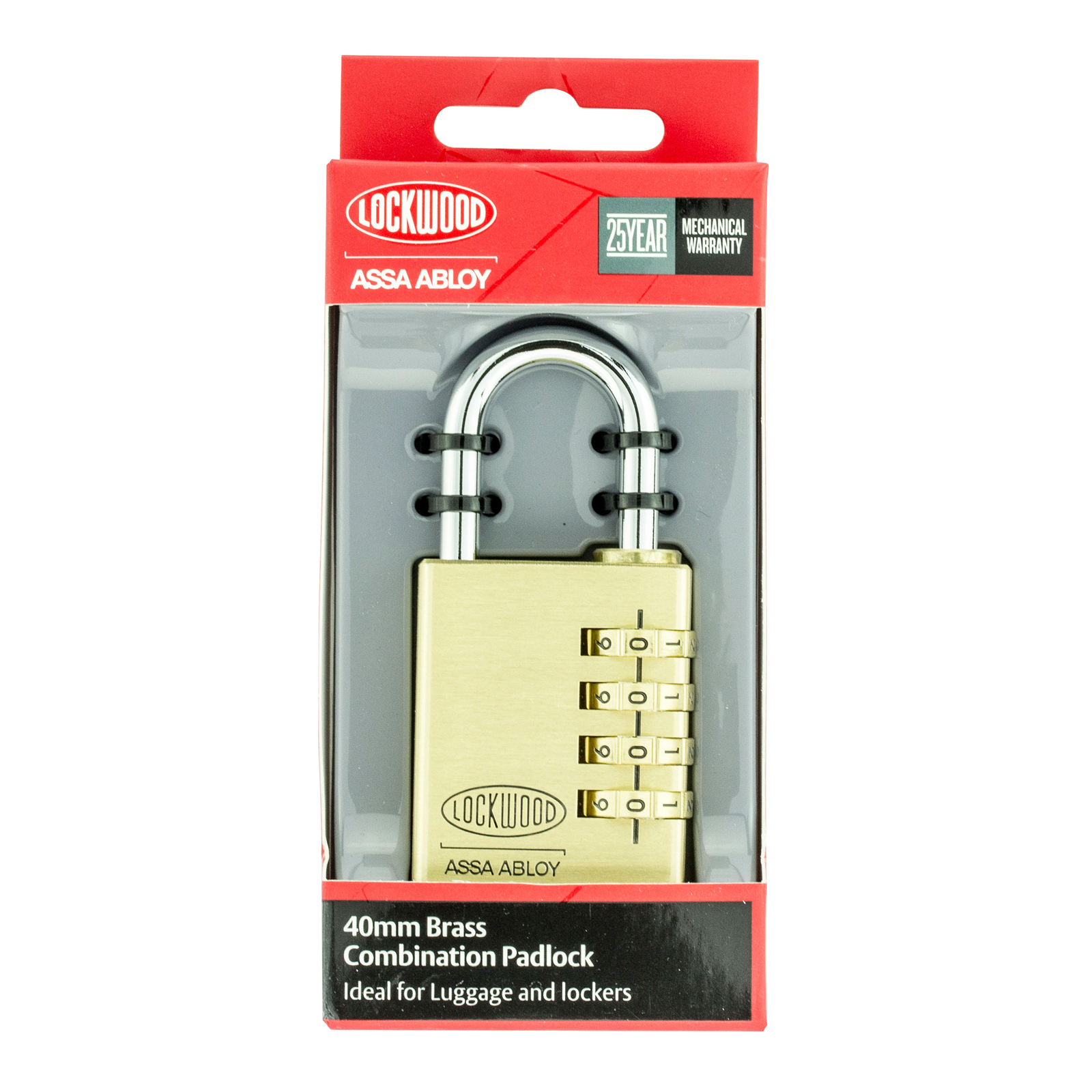 Lockwood 40mm 150 Series Combination Padlock Solid Brass Keyless Lock