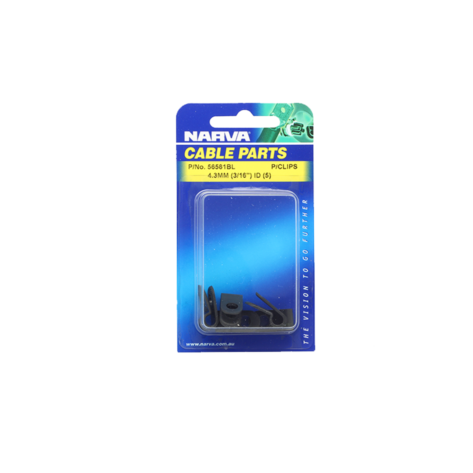Narva 4.3mm (3/16") Black UV Resistant Nylon Cable Clamps P-Clips 5 Pack