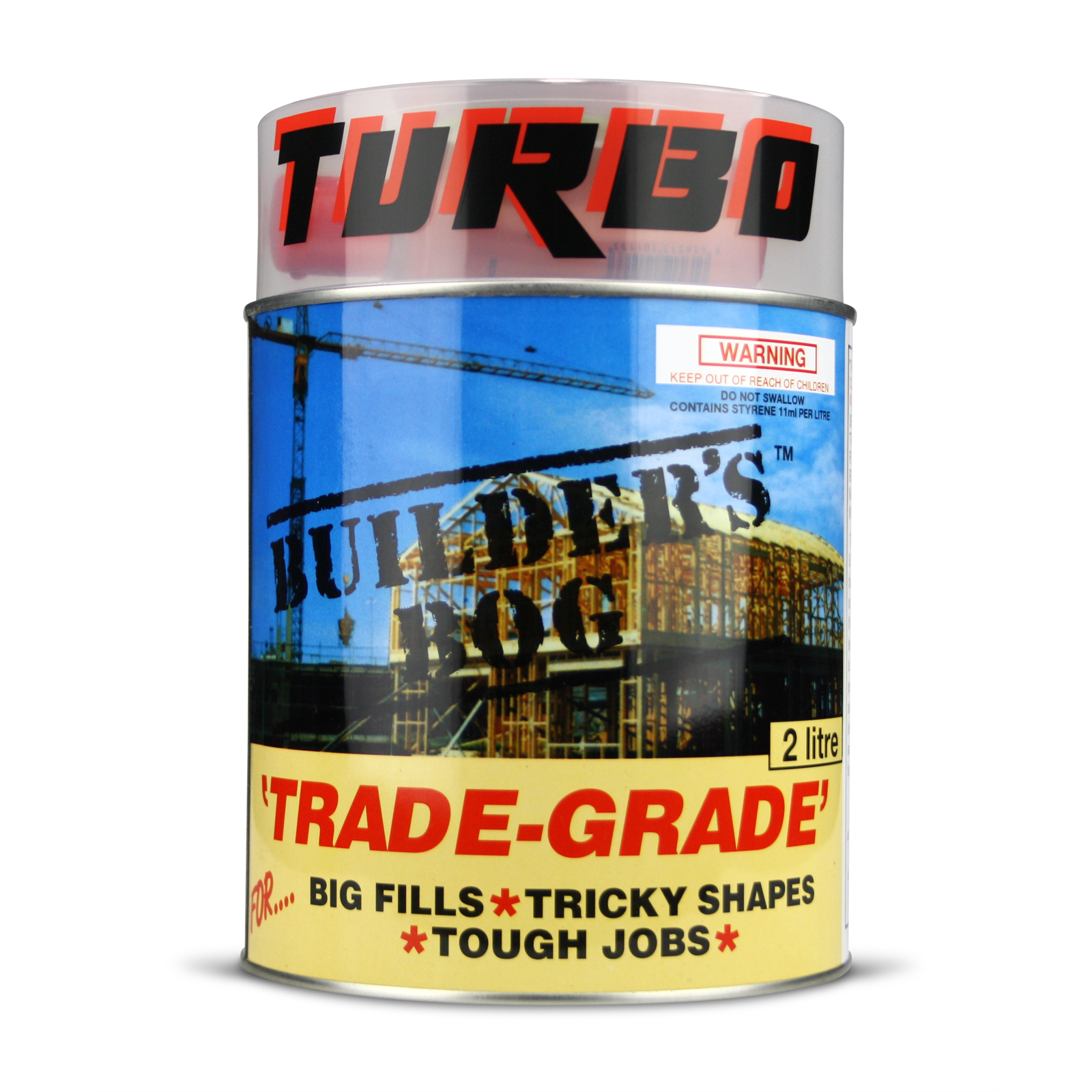 Turbo 2L Builders Bog Polyester Filler, Paintable, Stainable, UV Resistant, Beige