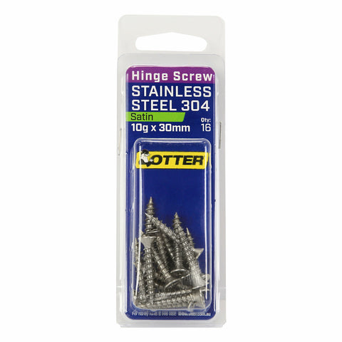 Otter 10 x 30mm Satin Stainless Steel 304 Hinge Screws - 16 Pack