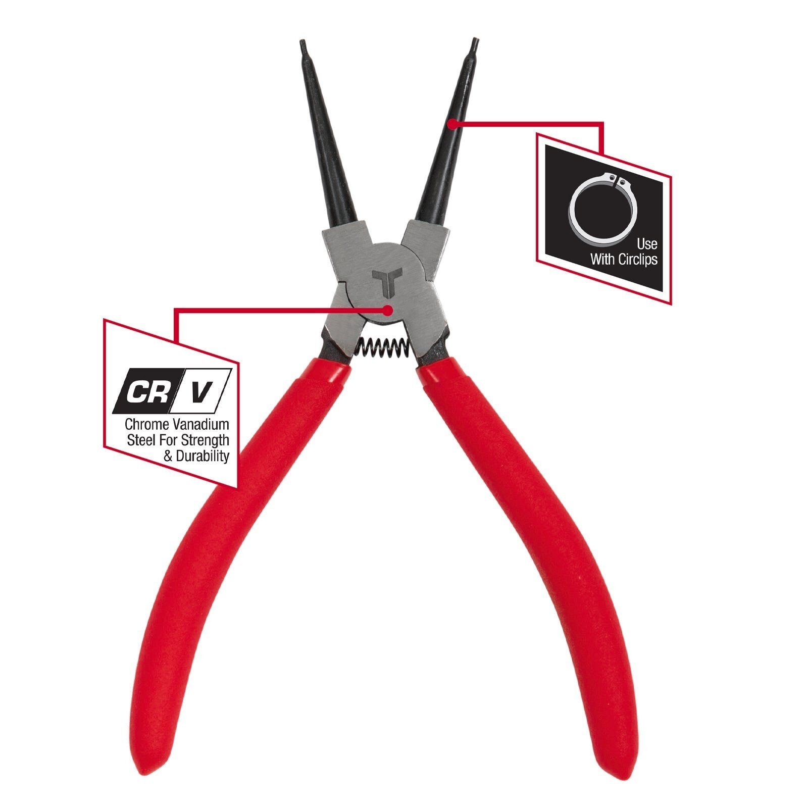 Trojan 175mm Internal Straight Tip Circlip Pliers CRV