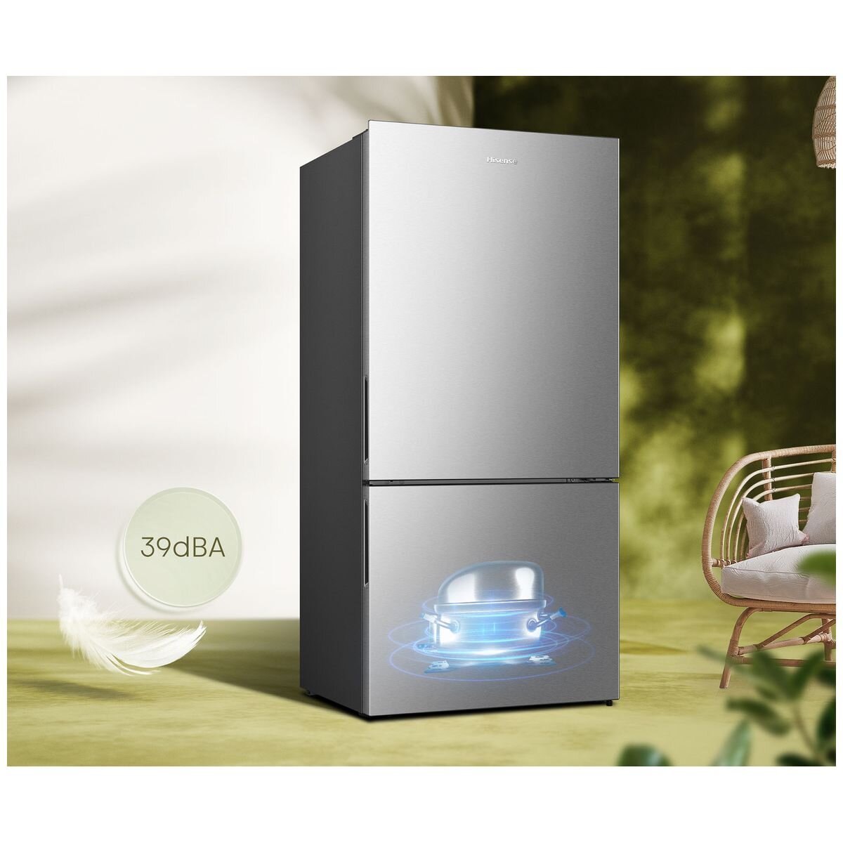 Hisense 503L PureFlat Bottom Mount Fridge - Stainless Steel, 4.5 Star Energy, Double Crispers - HRBM503S