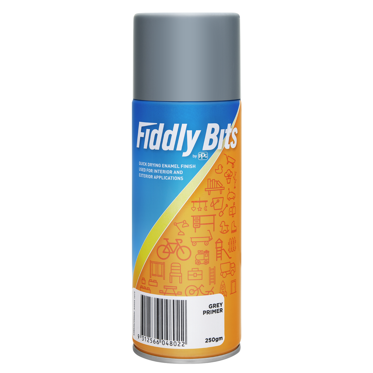 Fiddly Bits Grey Primer Spray Paint 250g Oil-Based Gloss Aerosol Indoor Outdoor