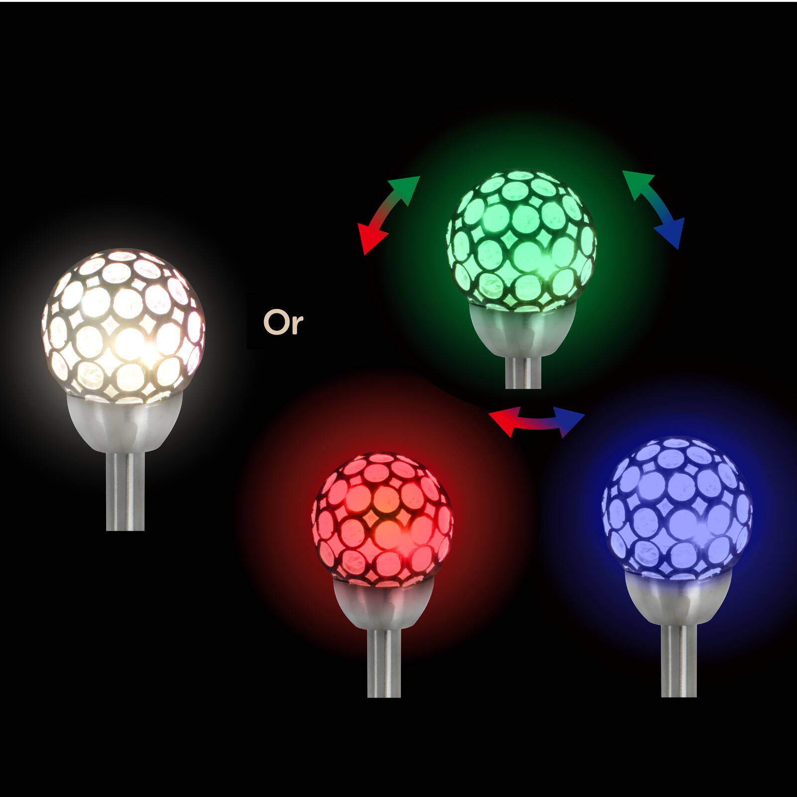 Click Crystal Solar LED Pathway Light Stainless Steel