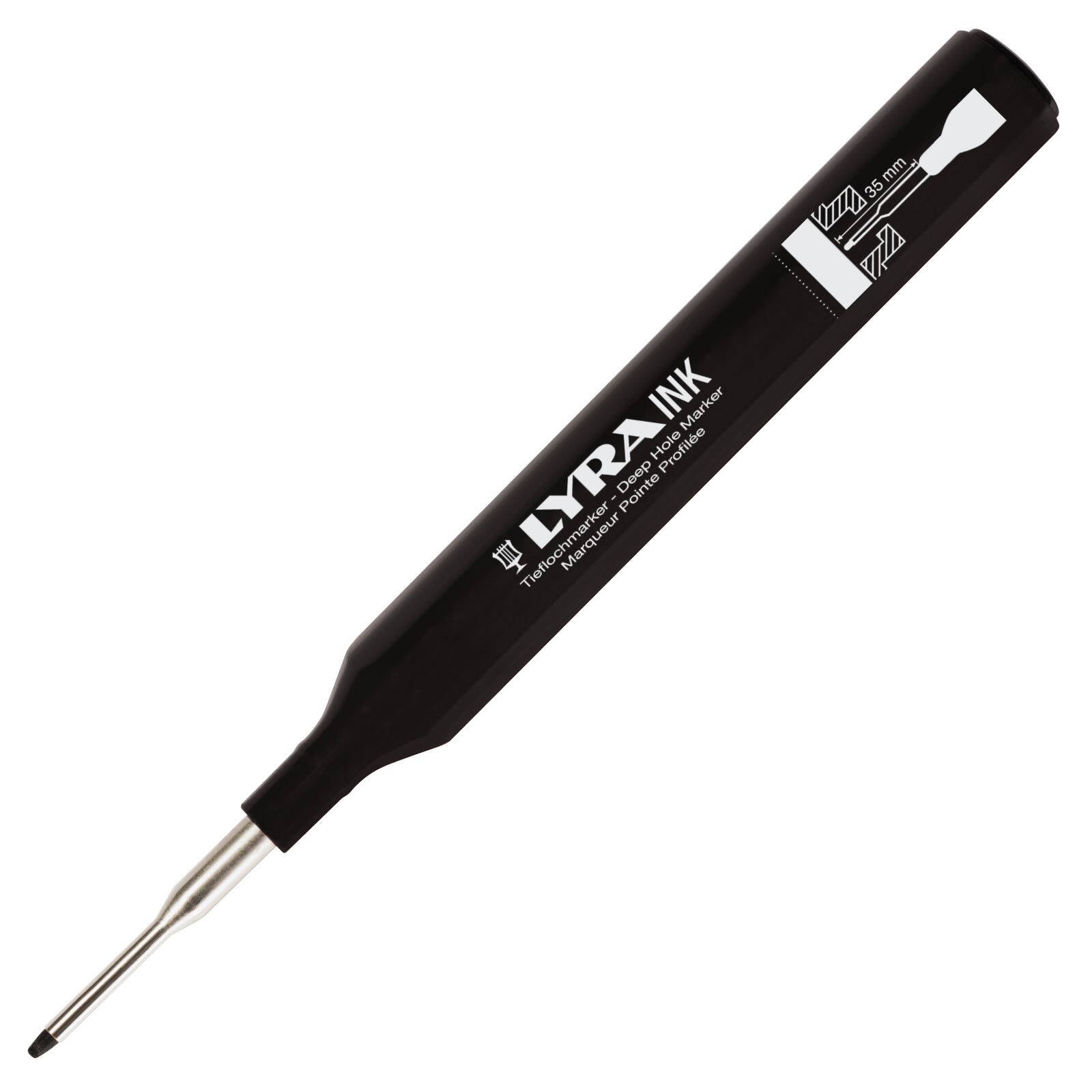 Lyra Deep Hole Permanent Construction Marker, Black, Metal Tip, 1mm Line