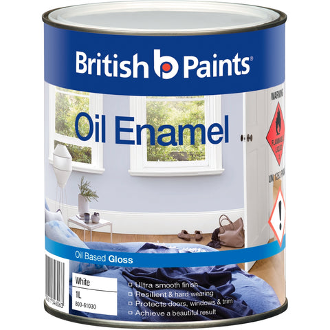 British Paints Gloss Enamel Paint 1L White Base, Oil Based, Interior & Exterior, Tintable
