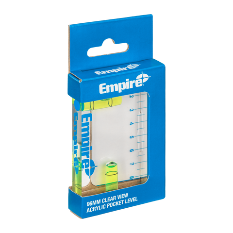 Empire 96mm Clear View Pocket Level, Clear Acrylic, Waterproof, 2 Vial