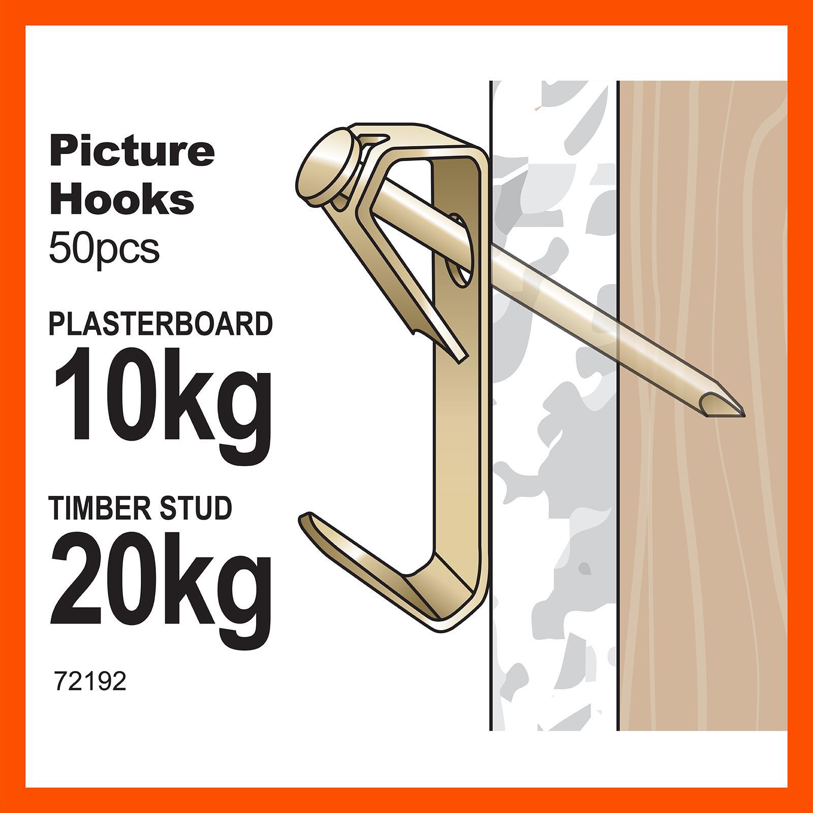 Everhang 20kg Brass Plated Steel Heavy-Duty Picture Hanging Angle Drive 50 Pack