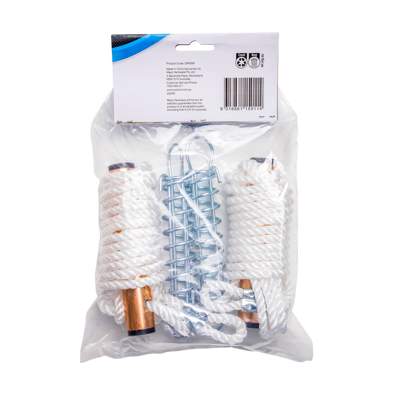 Polytuf Guy Rope 6mm x 3m with Runner & Trace Spring 2 Pack