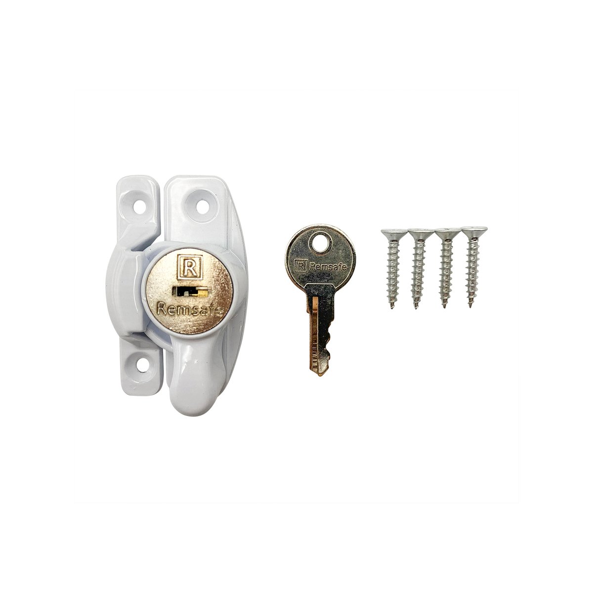 Remsafe White Window Sash Lock - Key Lockable, White Powdercoat Steel