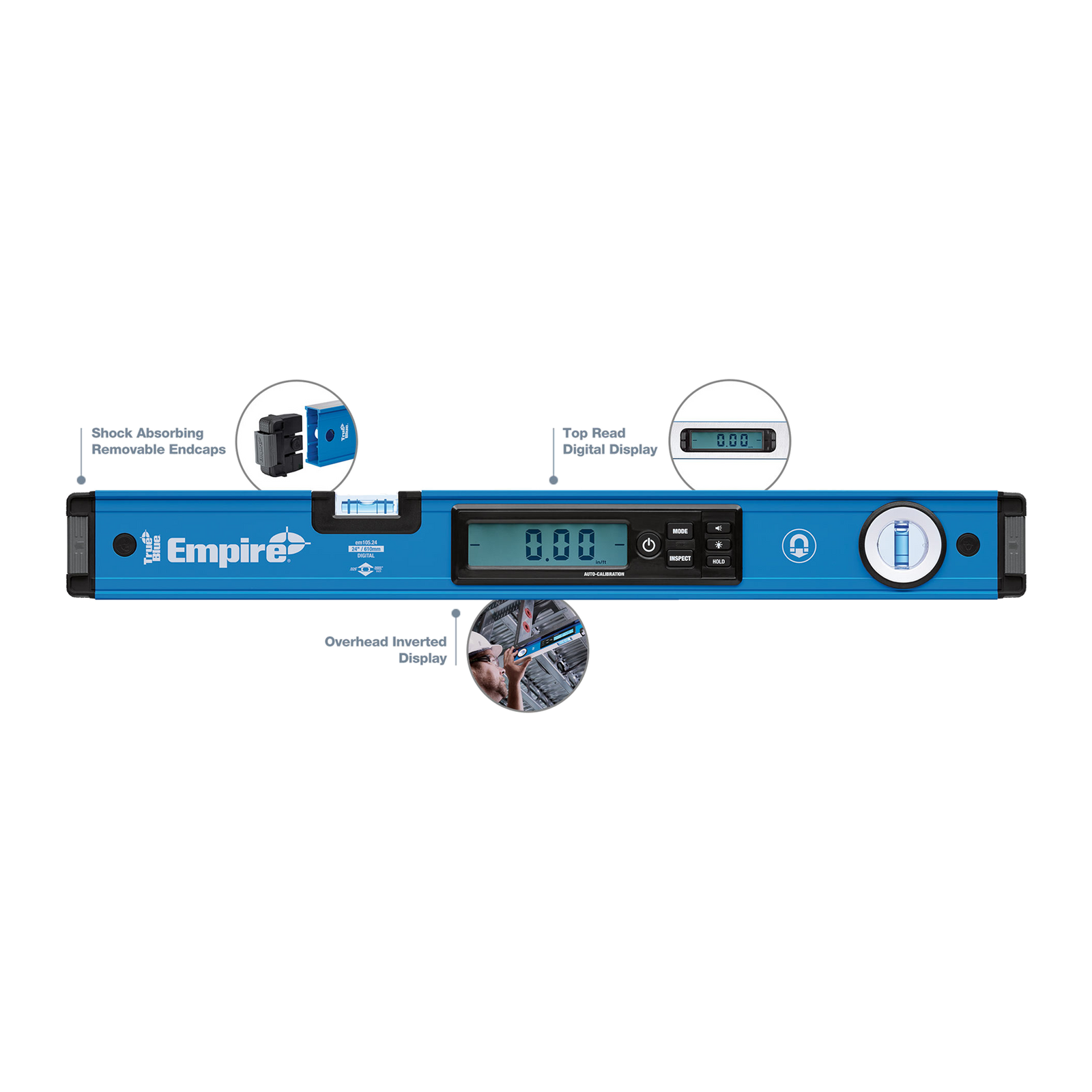 Empire 400mm Digital Spirit Level, Aluminium, Waterproof, Angle Display E105.16