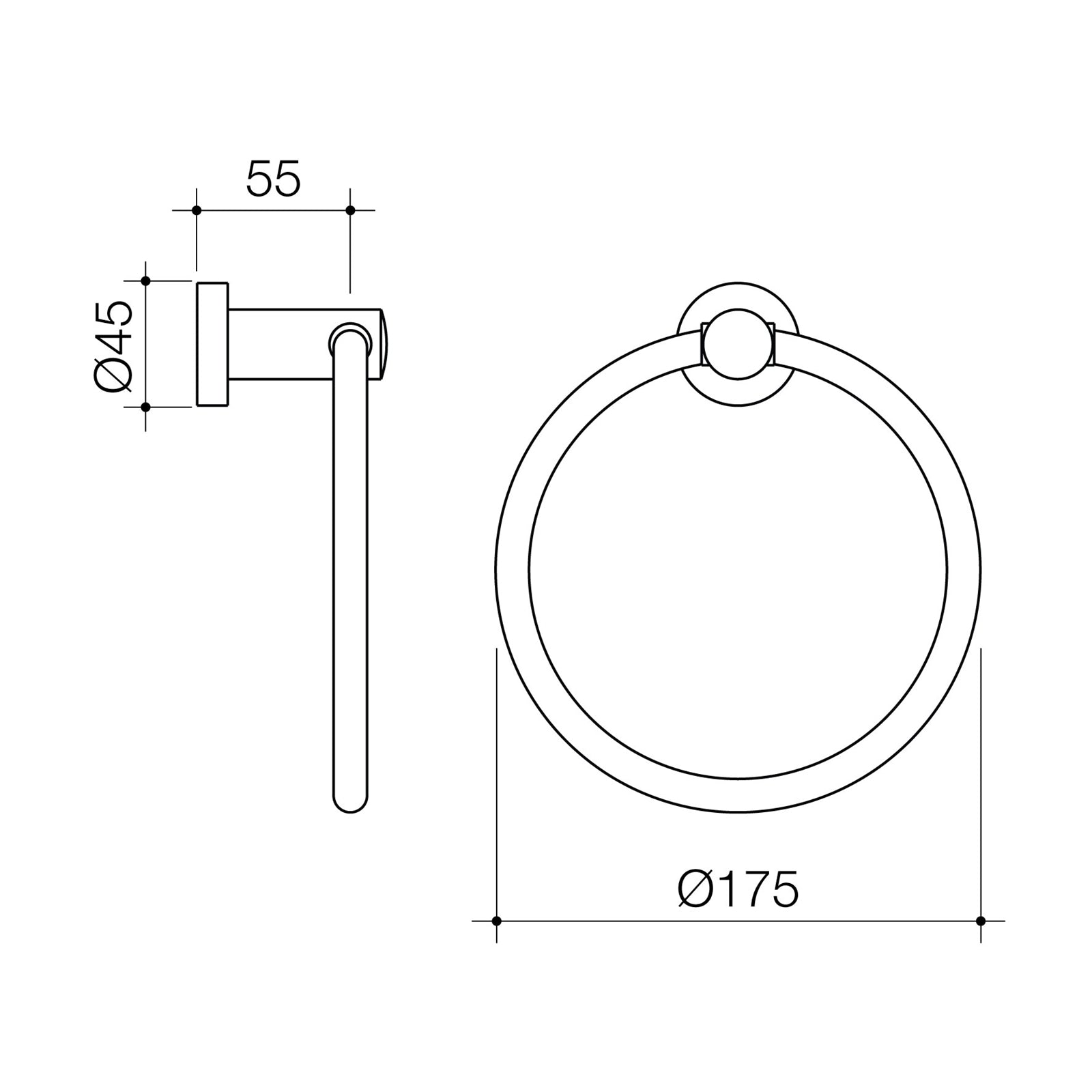 Caroma Cosmo 175mm Matte Black Towel Ring