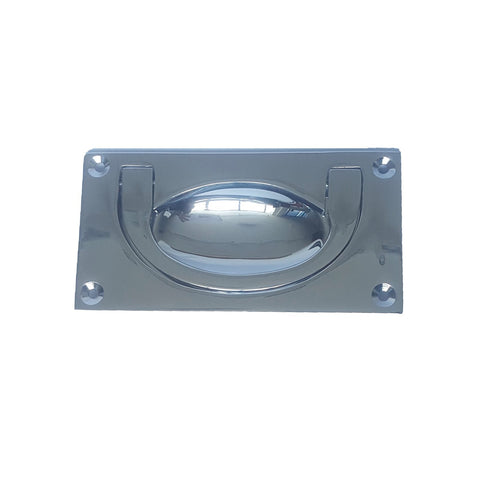Delf 60 x 37mm Satin Chrome Solid Brass Flush Drop Handle for Drawers