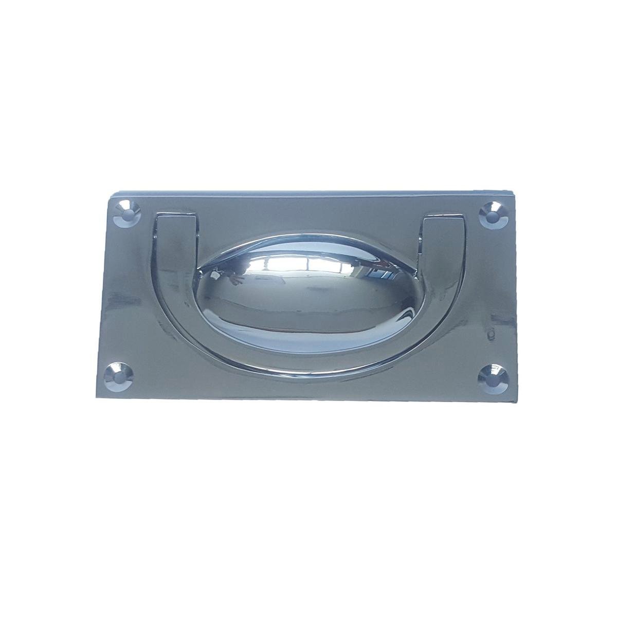 Delf 60 x 37mm Satin Chrome Solid Brass Flush Drop Handle for Drawers