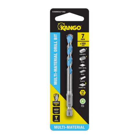 Kango 7 x 100mm Multi-Material Drill Bit - Carbide Tip, 1/4" Hex Shank