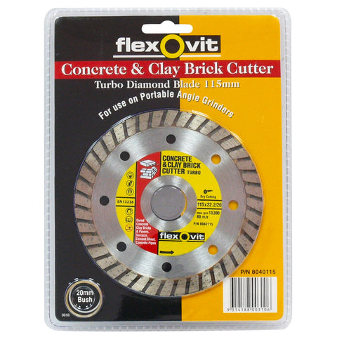 Flexovit 115 x 22mm Concrete & Clay Brick Cutter - Diamond Disc for Angle Grinders