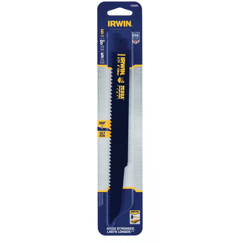 Irwin 229mm 6TPI Bi-Metal Demolition Reciprocating Saw Blade - 5 Pack