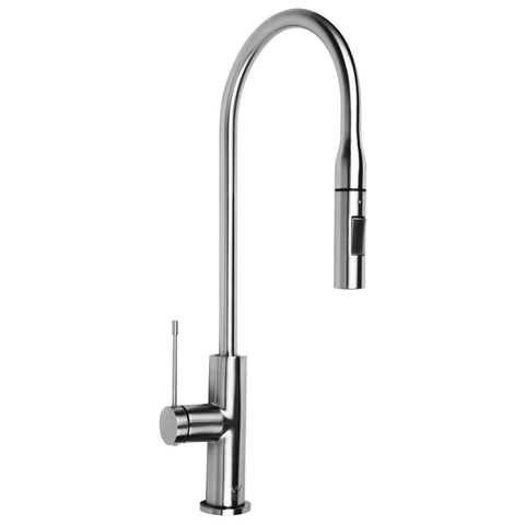 Artusi Gooseneck Pull-Out Mixer Tap - Brushed Nickel Finish - 6 Star Water Rating - ASM201X