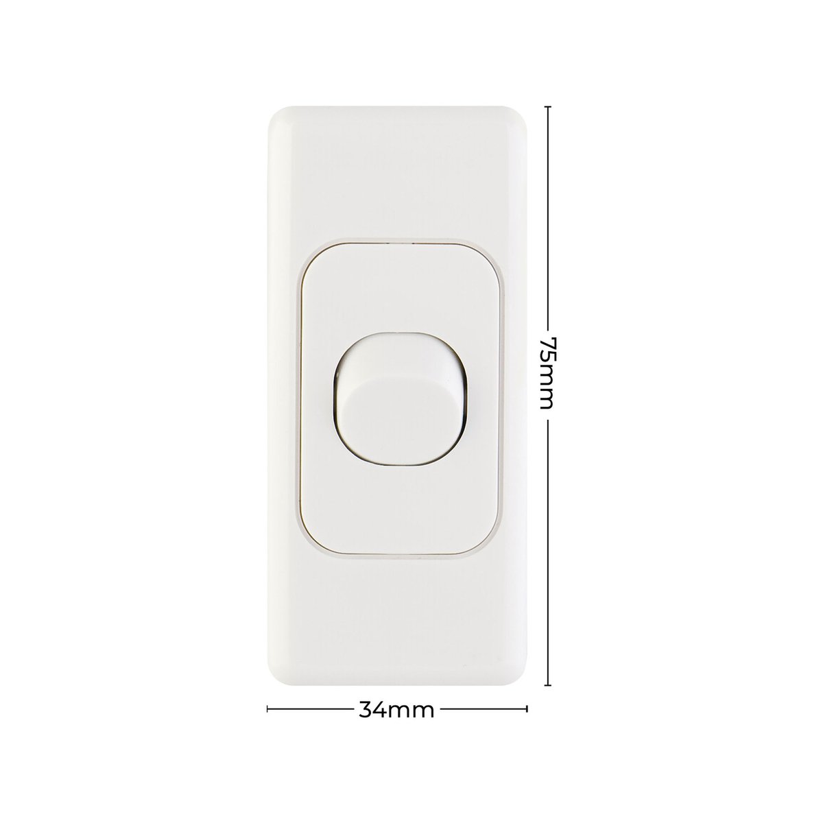 Deta Double Pole Switch - 34mm x 75mm - White - Polycarbonate - 10A - SuperSaverAU - view 4