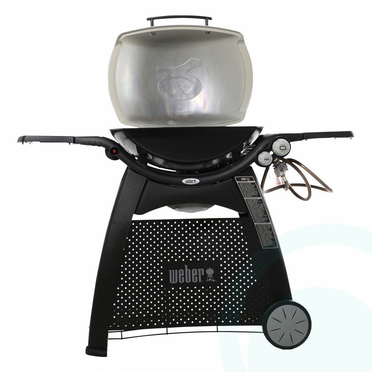 Weber Family Q Q3100 2 Burner LPG BBQ - Beige, Roasting Hood, Patio Cart with Tool Holders - 56060124-C