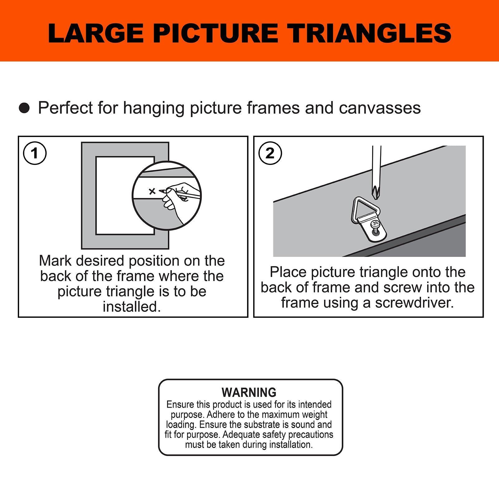Everhang 10kg Brass Plated Steel Picture Hanging Triangle D-Ring - 100 Pack