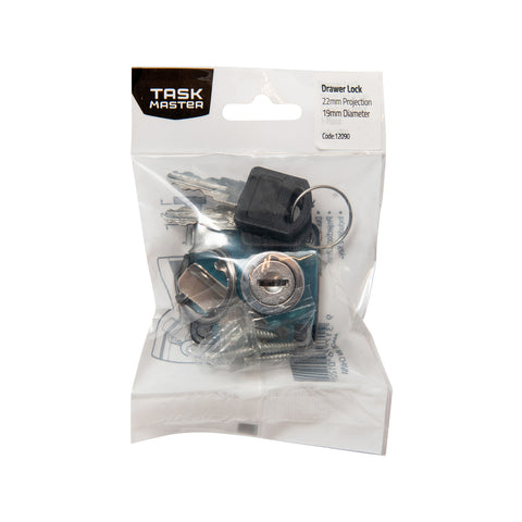 Taskmaster 19 x 22mm Nickel Drawer Lock 2 Keys