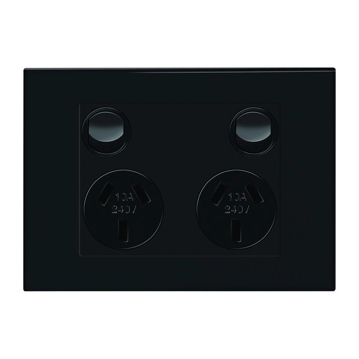 HPM Vivo Double Powerpoint 2 Gang 118mm x 85mm Grey - Safety Shutters, Easy Installation - SuperSaverAU - view 1