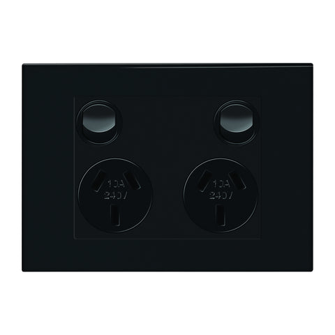 HPM VIVO Double Power Point, Grey, 10A 240V, Surface Mount, Removable Covers (EV777GR)